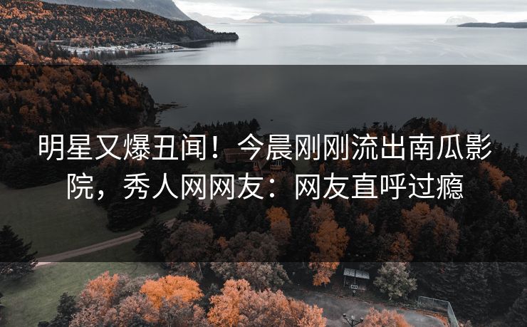明星又爆丑闻！今晨刚刚流出南瓜影院，秀人网网友：网友直呼过瘾
