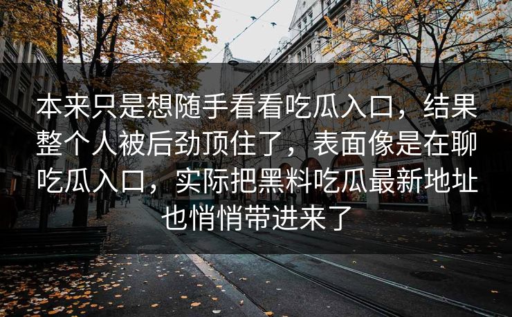 本来只是想随手看看吃瓜入口，结果整个人被后劲顶住了，表面像是在聊吃瓜入口，实际把黑料吃瓜最新地址也悄悄带进来了