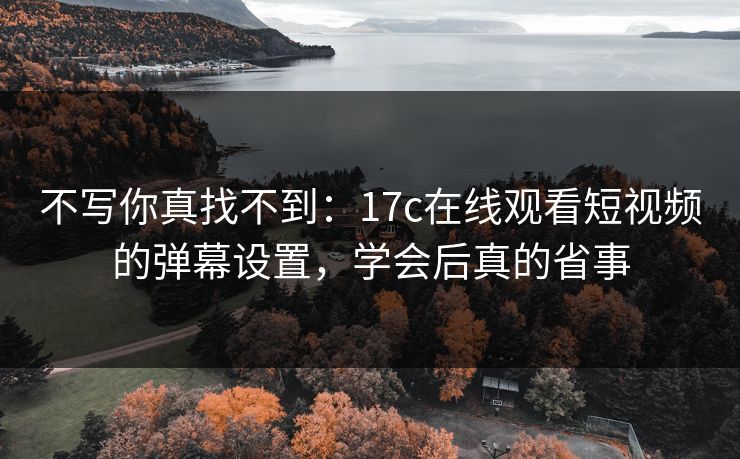 不写你真找不到：17c在线观看短视频的弹幕设置，学会后真的省事